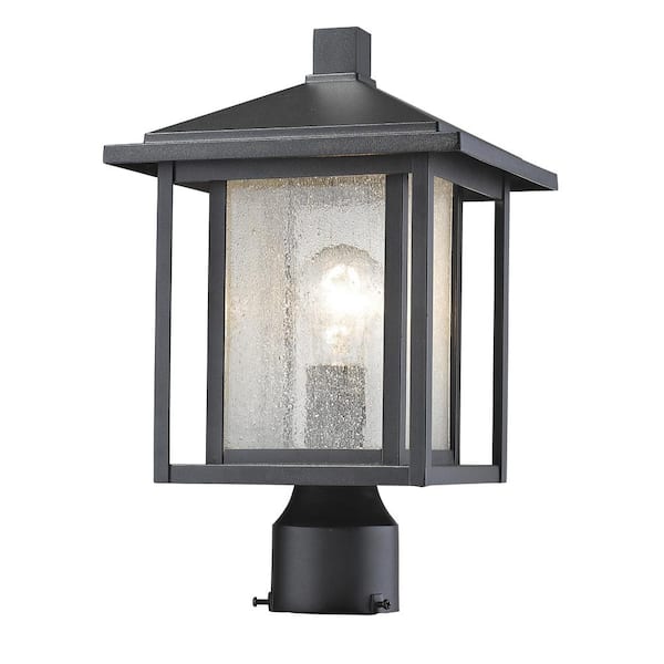 Unbranded Aspen 1-Light Black 14.8 in Aluminum Hardwired Outdoor Weather Resistant Post Light Round Fitter with No Bulb Included
