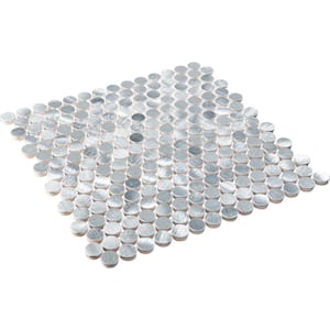 Orb Zest Silver/Gray 11-4/5 in. x 11-4/5 in. Penny Round Smooth Metal Mosaic Wall Tile (4.85 sq. ft./Case)