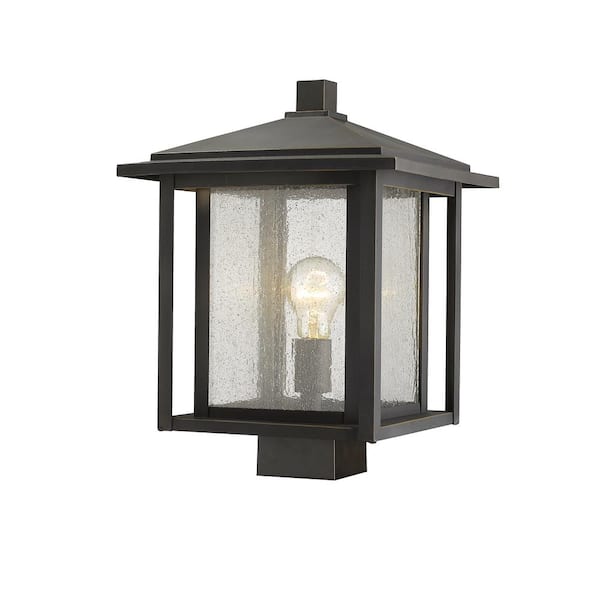 Unbranded Aspen 1-Light Bronze 15 in. Aluminum Hardwired Outdoor Weather Resistant Post Light Round Fitter with No Bulb Included