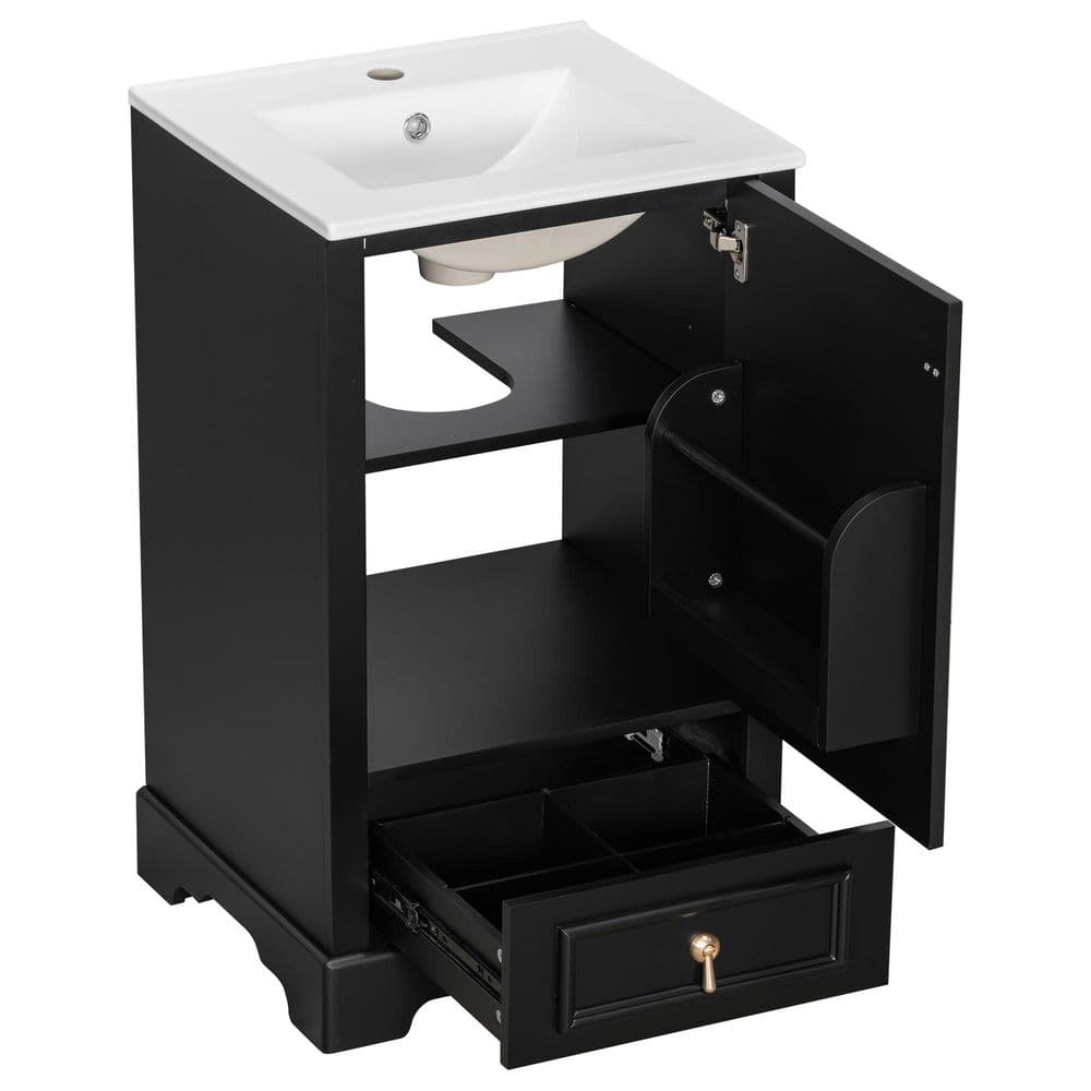 20 in. W x 18.3 in. D x 34 in. H Bathroom Black Linen Cabinet price history on PriceWatchPro