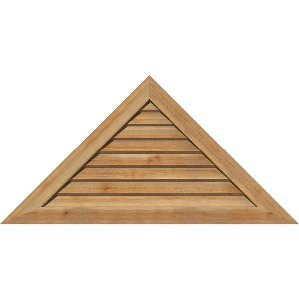 Ekena Millwork 62.5" x 18.125" Triangle Unfinished Rough Sawn Western Red Cedar Wood Paintable Gable Louver Vent Non-Functional