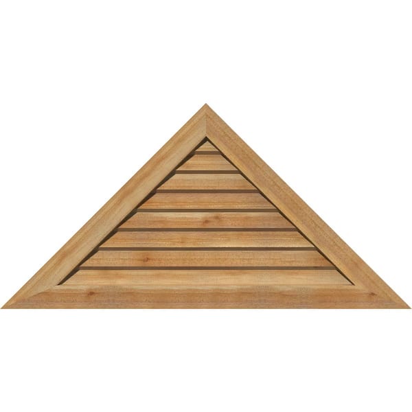 Ekena Millwork 88.125" x 44" Triangle Unfinished Rough Sawn Western Red Cedar Wood Paintable Gable Louver Vent Non-Functional