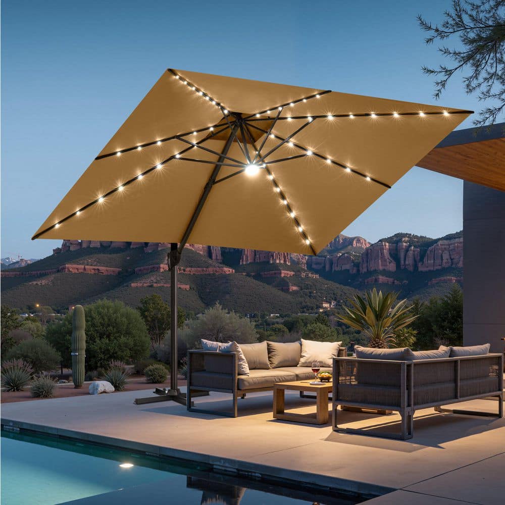 11x11 patio umbrella Market | Solar LED Ribs, Wind Resistant | Commercial Grade | Sunbrella Terracotta Create the ultimate outdoor gathering space with this 11x11 ft patio cantilever umbrella with solar lights SimplyShade 11 ft. Catalina Octagon