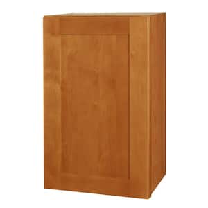 Hargrove Cinnamon Stain Plywood Shaker Assembled Wall Kitchen Cabinet Soft Close Left 21 in W x 12 in D x 30 in H