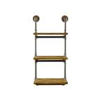Juneau Farmhouse Industrial, Natural 3-Tiered Etagere Wall Pipe Shelf Rack Multipurpose-Metal-Reclaimed Wood