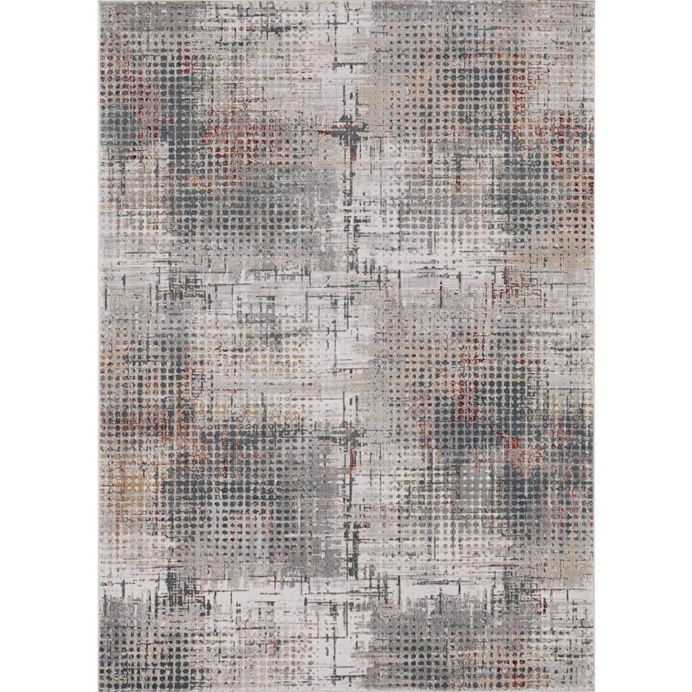 Kas Rugs Lara Inspire Grey/Brick 10 ft. x 13 ft. Abstract Area Rug