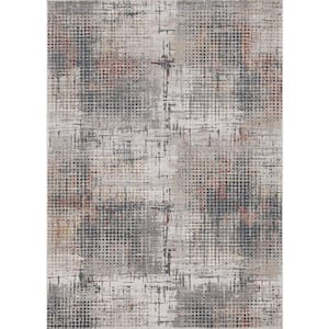 Lara Inspire Grey/Brick 10 ft. x 13 ft. Abstract Area Rug