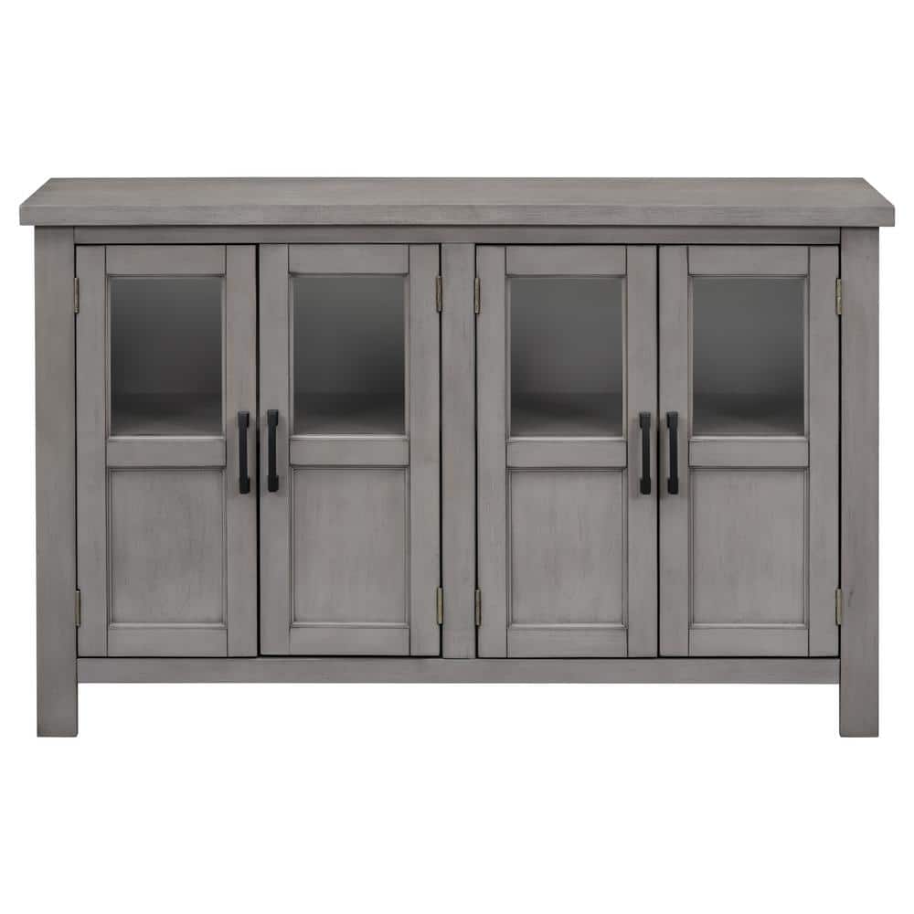 51 in. W x 15.6 in. D x 34 in. H Natural Gray Linen Cabinet with Adjustable