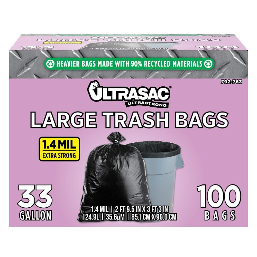 Ultrasac 33 Gal. Large Trash Bags (100 Count) HMD 792763 - The