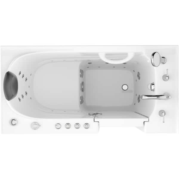 Safe Premier Series 26 in. L x 53 in. W Right Side Drain Combination Jetted Bathtub in White with Fast Fill Faucet Set
