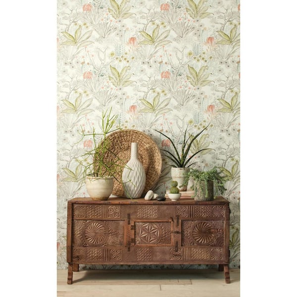 Flowering Desert Grey Floral Paper Pre-Pasted Strippable Wallpaper Roll (Covers 60.75 Sq. Ft.)