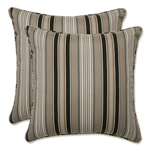 Stripe Black Square Outdoor Square Throw Pillow 2-Pack