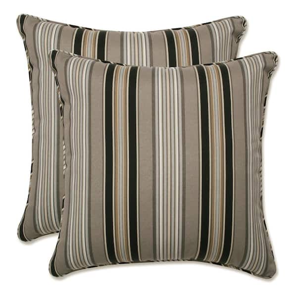 Pillow Perfect Stripe Black Square Outdoor Square Throw Pillow 2-Pack