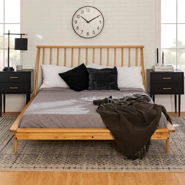 Spindle Back Solid Wood Queen Bed, Twin Size Spindle Bed