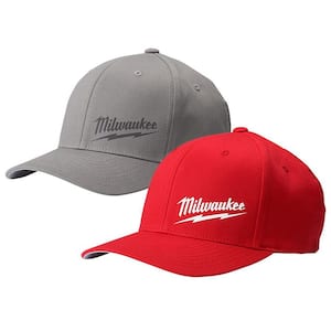 Small/Medium Gray Fitted Hat with Small/Medium Red Fitted Hat (2-Pack)