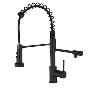 Single Handle Gooseneck Pull Down Sprayer Kitchen Faucet with Purified Water Faucet in Matte Black