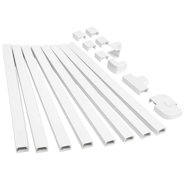 Cord Hider Kit Wall Cable Concealer Paintable Wire Cover Raceways 126 in. White 8 Pack Fire Resistant PVC