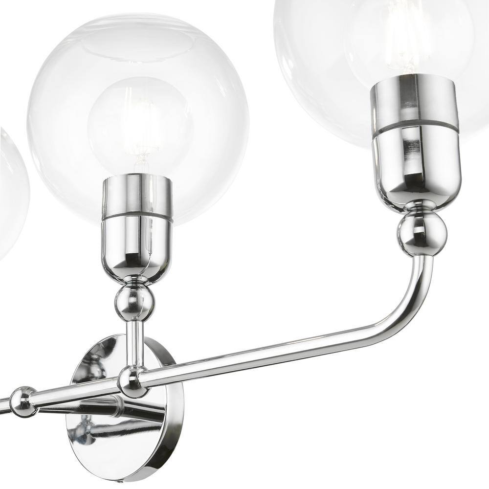 Elegant Polished Chrome 4-Light Vanity with Clear Glass Shades