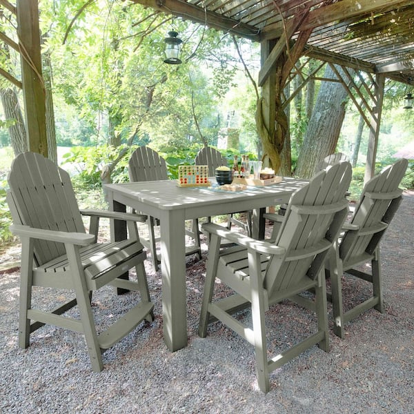 Highwood Hamilton Eucalyptus Counter Height Plastic Outdoor Dining Set in Eucalyptus Set of 6