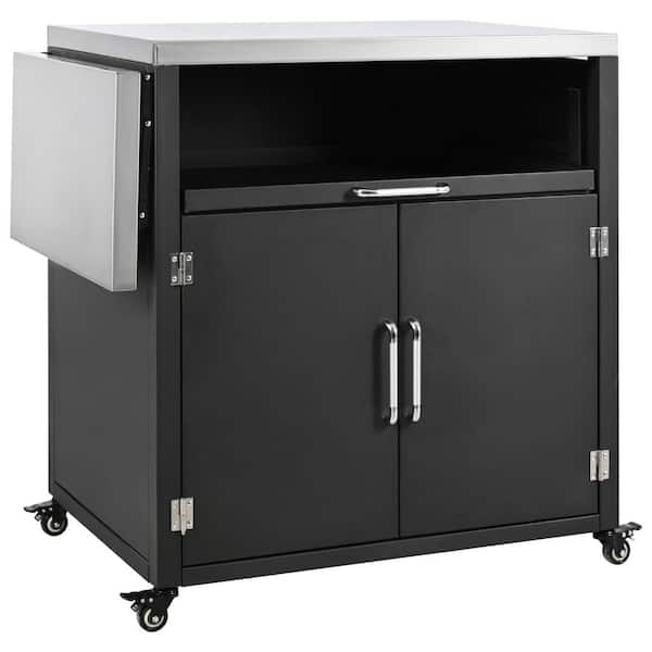 20 cu. ft Metal Outdoor Cabinet with Expandable Work Surface, Weelbarrow Rolling Prep Station for Patio,BBQ,Entertaining