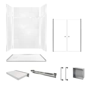 Accessible 60 in. L x 32 in. x 96 in. Alcove Shower Stall/Kit with End Drain in Prodigy White Vertical