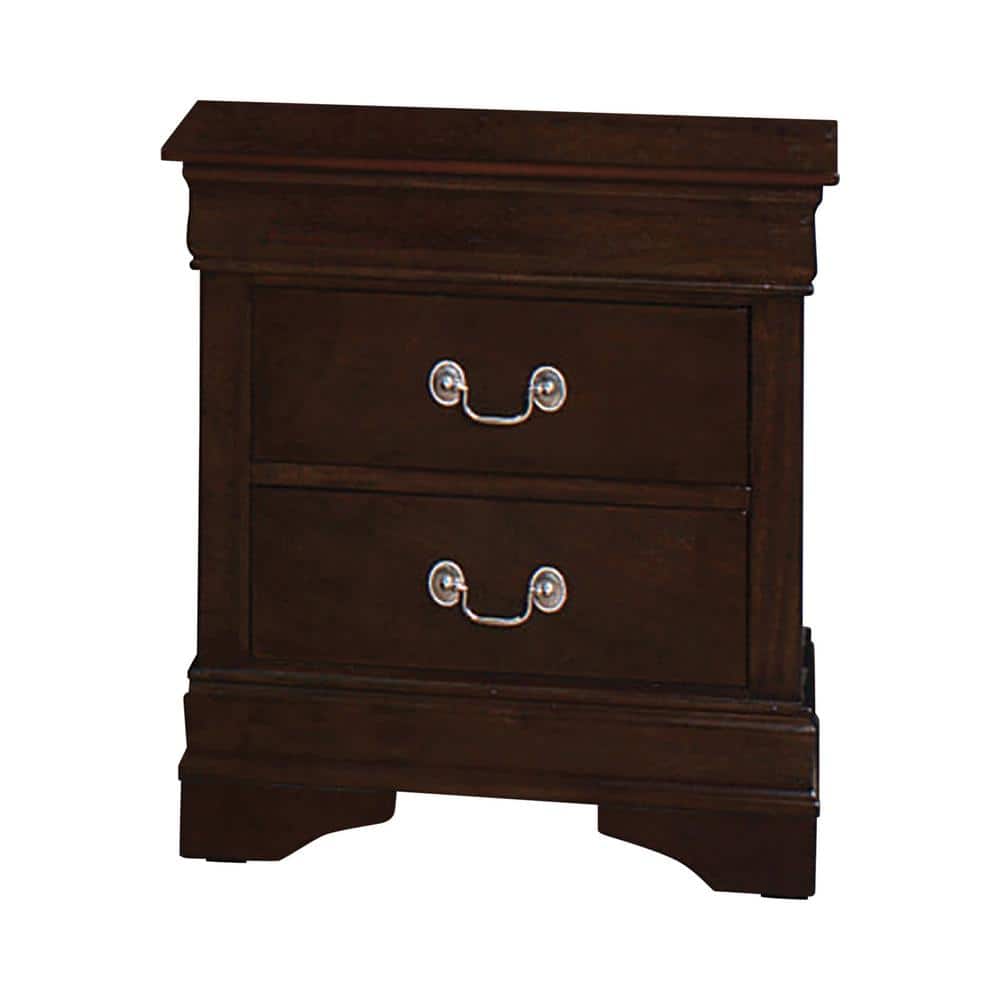 Transitional Cappuccino Nightstand with Bright Metallic Hardware