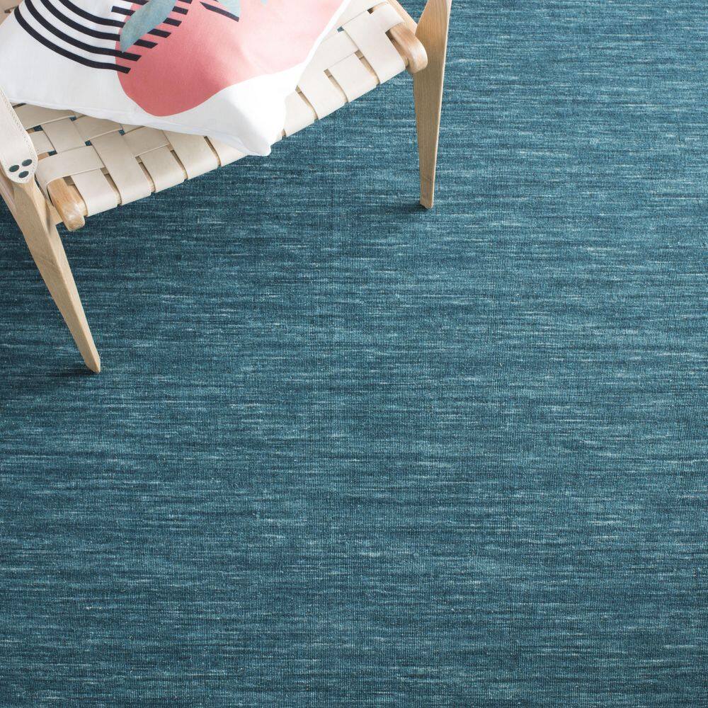 Handmade Dark Green Wool and Cotton Square Area Rug