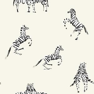 Novogratz Zebras In Love Waverly White Peel and Stick Wallpaper Sample