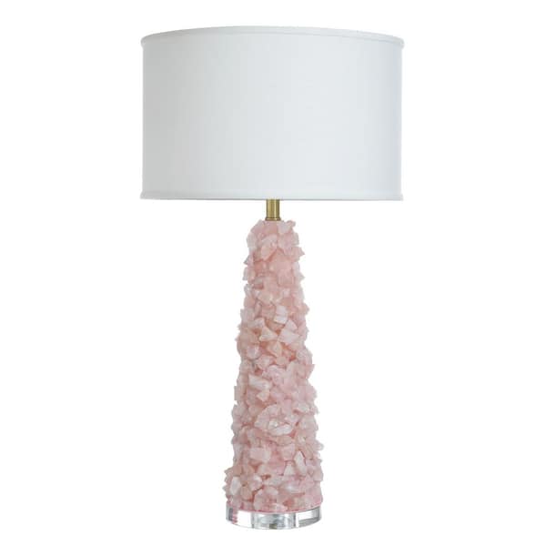 Belinda 34 in. Rose Quartz Table Lamp with White Linen Shade