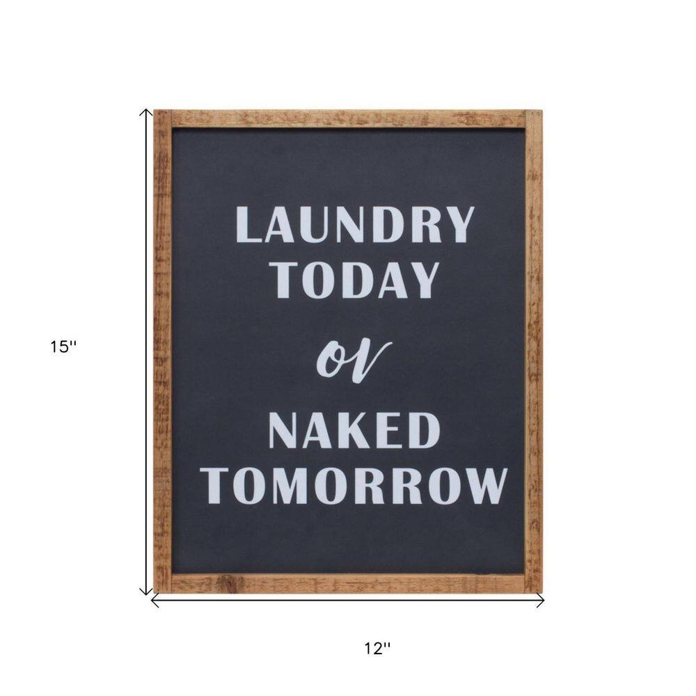 Rustic Fir Wood Laundry Sign with Black and White Text