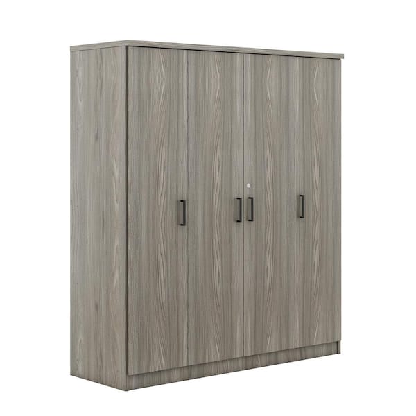 Harper & Bright Designs Gray Wood 59.2 in. 4-Door Wardrobe