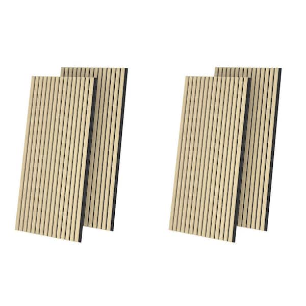 Wooakway 94 in. x 47 in. Natural Wood Acoustic Soundproof Slat Wall ...