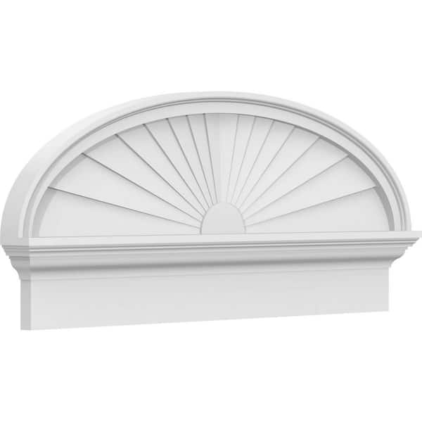 Ekena Millwork 2-3/4 in. x 36 in. x 15-7/8 in. Elliptical Sunburst Architectural Grade PVC Combination Pediment