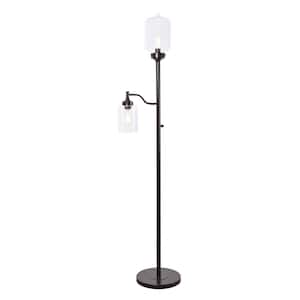 Casey 75 in. Oil Rubbed Bronze Mother and Son Torchiere Floor Lamp