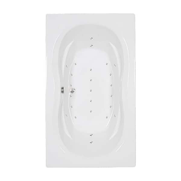 Comfortflo 72 in. x 42 in. Acrylic Rectangular Drop-in Air Bathtub with Center Drain in Bone
