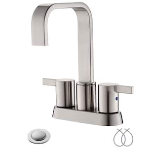 4 in. Center set Brushed Nickel Bathroom Sink Faucet, Waterfall Bathroom Faucet, with Pop Up Drain and Water Supply Line