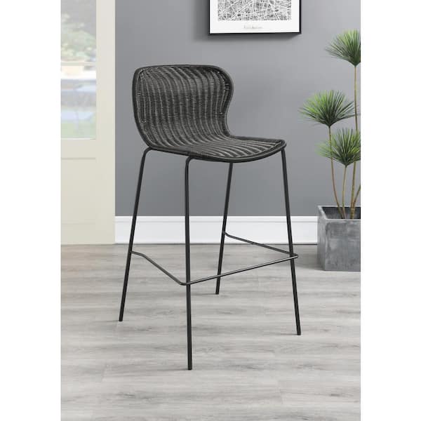 Coaster McKinley 30 in. Seat Brown and Sandy Black Metal Frame Bar Stools with Footrest (Set of 2)