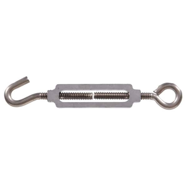 Hardware Essentials 5/16-18 x 9 in. Stainless Steel Hook and Aluminum Eye Turnbuckle (5-Pack)