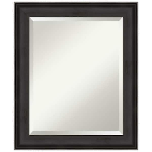 Amanti Art Allure Charcoal 20.5 in. x 24.5 in. Beveled Rectangle Wood Framed Bathroom Wall Mirror in Black