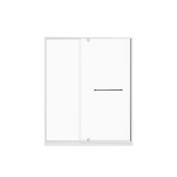 60 in. W x 72 in. H Pivot Framed Shower Door in Chrome Finish with Clear Tempered Glass