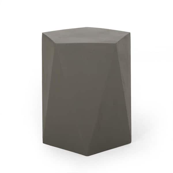 Zeus & Ruta 16 in. x 16 in. x 16 in. Light Gray Outdoor Pentagon Side Table for Garden, Lawn, Balcony, Porch