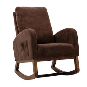 Modern Coffee Linen Rocking Chair
