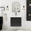 24 in. W x 20 in. D x 22 in. H Wall-Mounted Bath Vanity in Black with Glossy White Cultured Marble Top