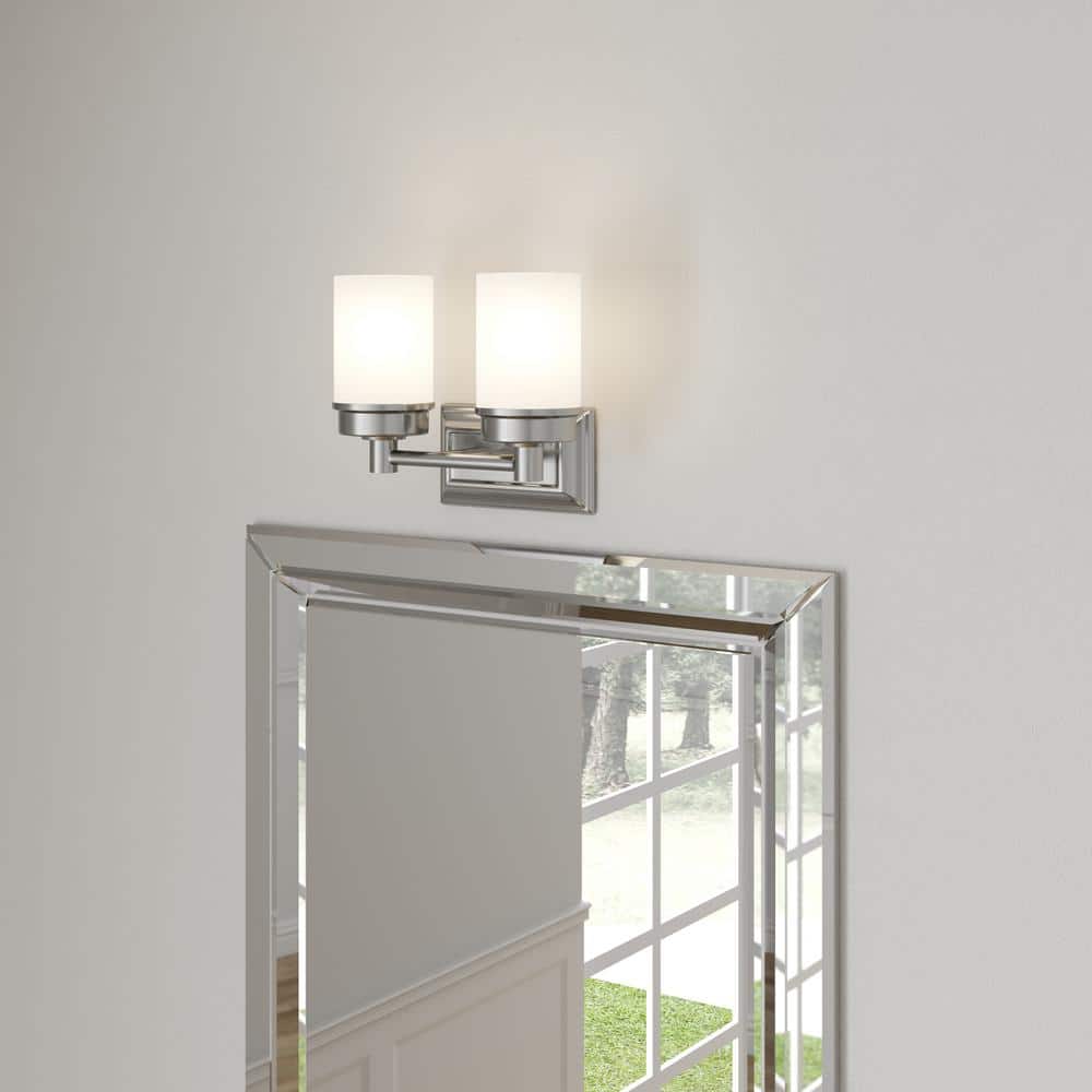 Cade 11.7" Brushed Nickel Vanity Light with Frosted Glass Shades