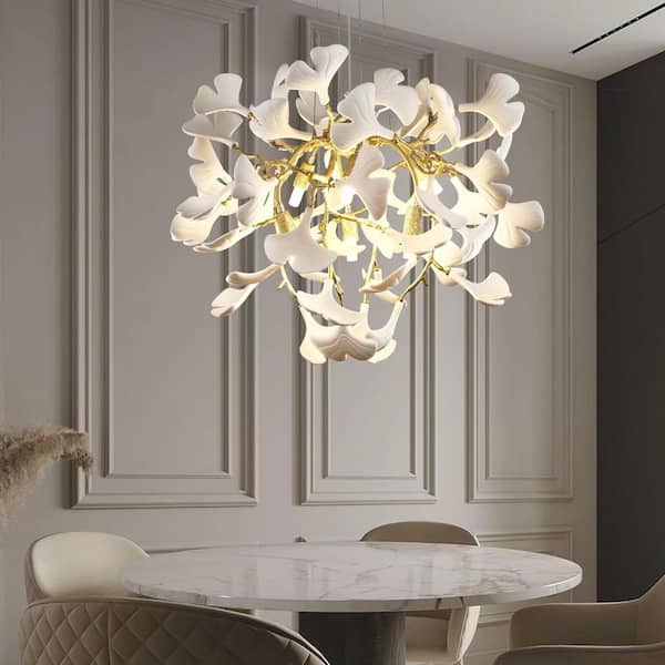 7-Light 24 in. Ginkgo Modern Chandelier, Gold Tree Branches Chandelier, for Living Room, Dining Room, Bedroom and Foyer