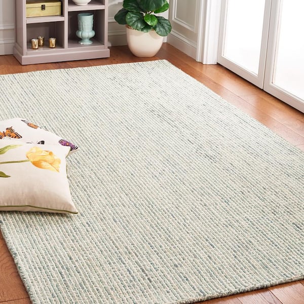 Abstract Green/Ivory 4 ft. x 4 ft. Modern Crosshatch Square Area Rug