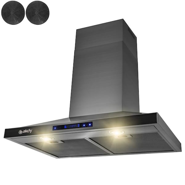 AKDY 30-in 217-CFM Convertible Black Painted Wall-Mounted Range Hood with  Charcoal Filter in the Wall-Mounted Range Hoods department at