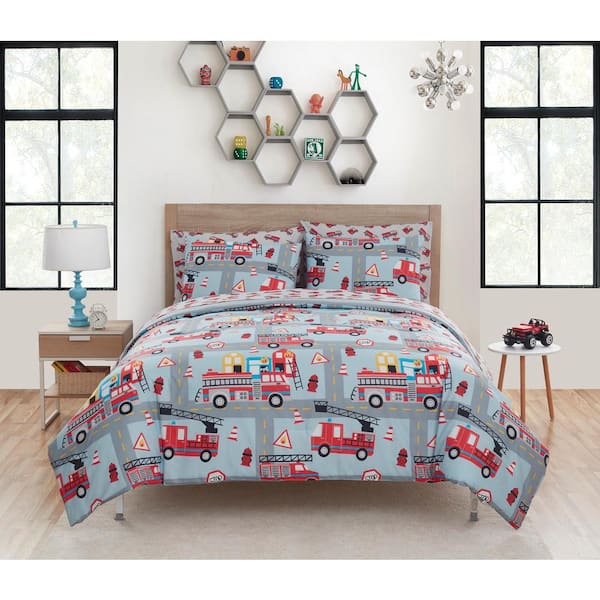 Kute Kids Fire Truck Rescue Microfiber Comforter Set Twin M670664 The Home Depot