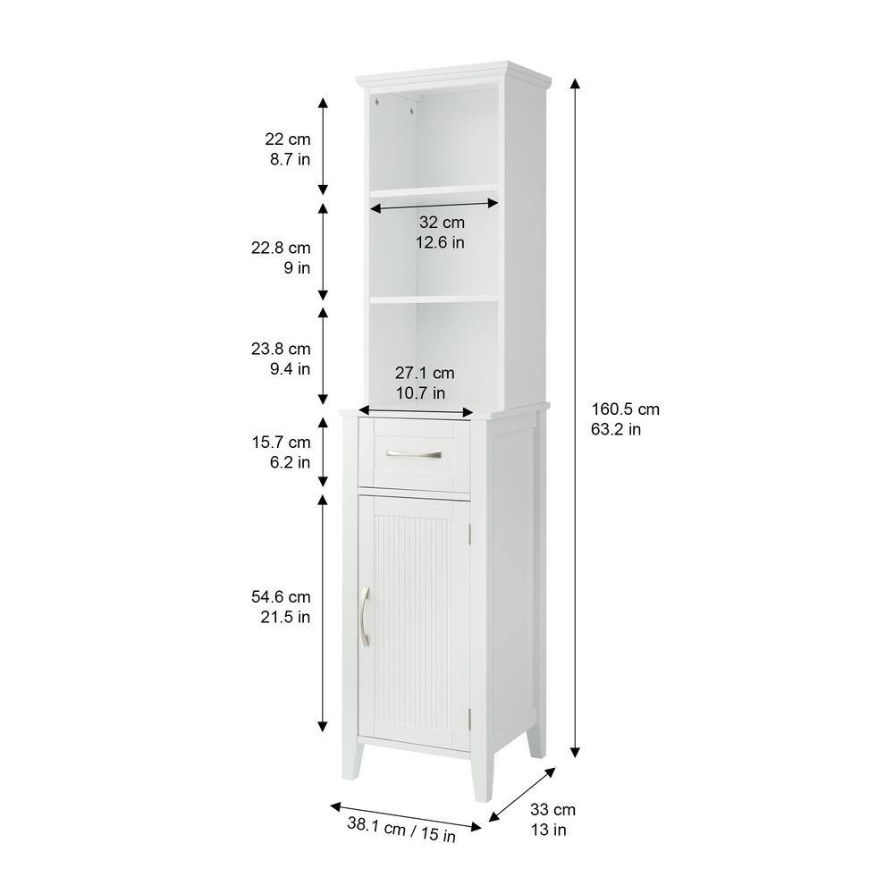 Newport Adjustable White Wooden Linen Storage Cabinet