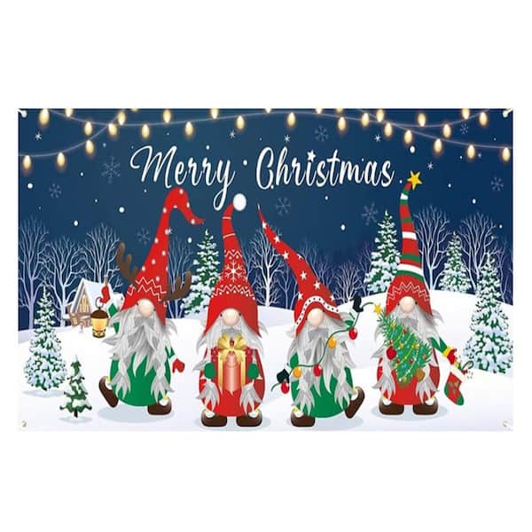 15.75 ft. L x 6.89 ft. H Christmas Gnomes in Snowy Landscape Garage Door Decor Mural for Double Car Garage